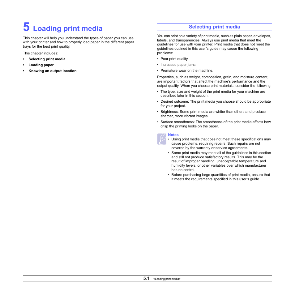 Loading print media, Selecting print media | HP SP 3300 User Manual | Page 18 / 105