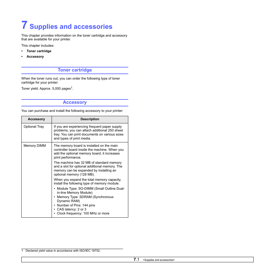 Supplies and accessories, Toner cartridge, Accessory | Toner cartridge accessory | HP SP 3300 User Manual | Page 26 / 105
