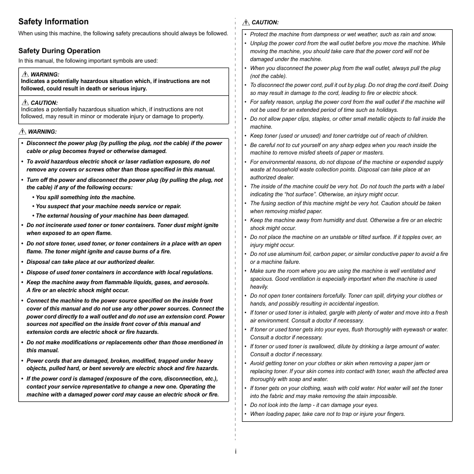 Safety information | HP SP 3300 User Manual | Page 5 / 105