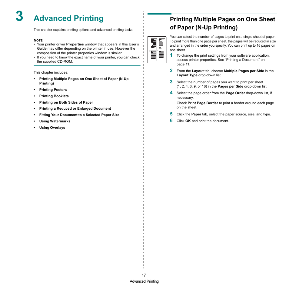 Advanced printing | HP SP 3300 User Manual | Page 63 / 105