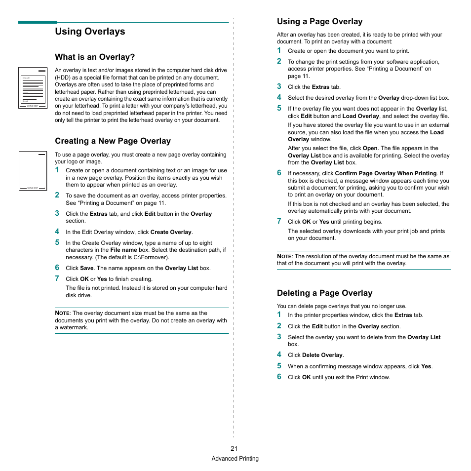 Using overlays, What is an overlay, Creating a new page overlay | Using a page overlay, Deleting a page overlay | HP SP 3300 User Manual | Page 67 / 105