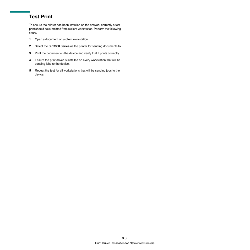 Test print | HP SP 3300 User Manual | Page 89 / 105