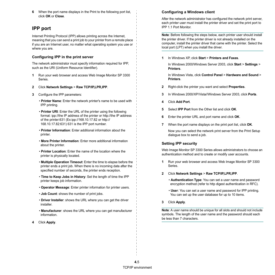 Ipp port | HP SP 3300 User Manual | Page 94 / 105