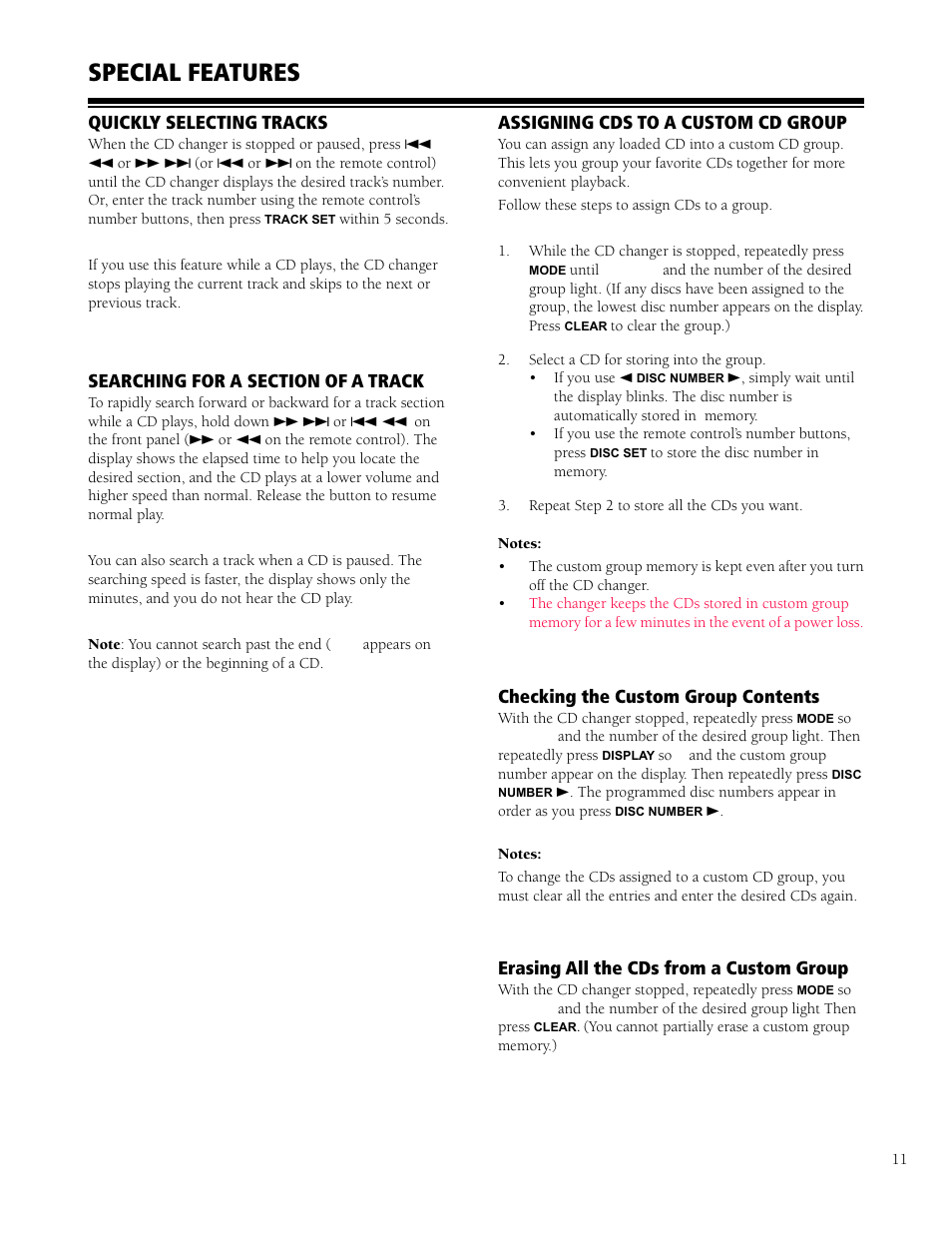 Special features | HP CD-9400 User Manual | Page 11 / 20