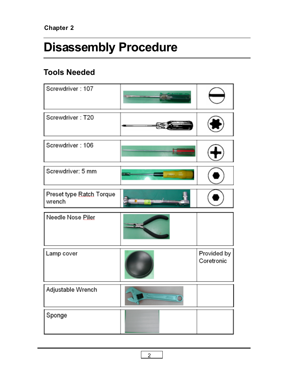 Chapter 2, Disassembly procedure | HP L1735A User Manual | Page 20 / 78