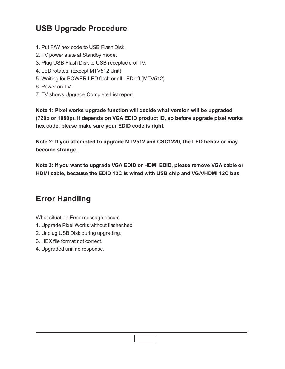 Usb upgrade procedure, Error handling | HP L1735A User Manual | Page 49 / 78
