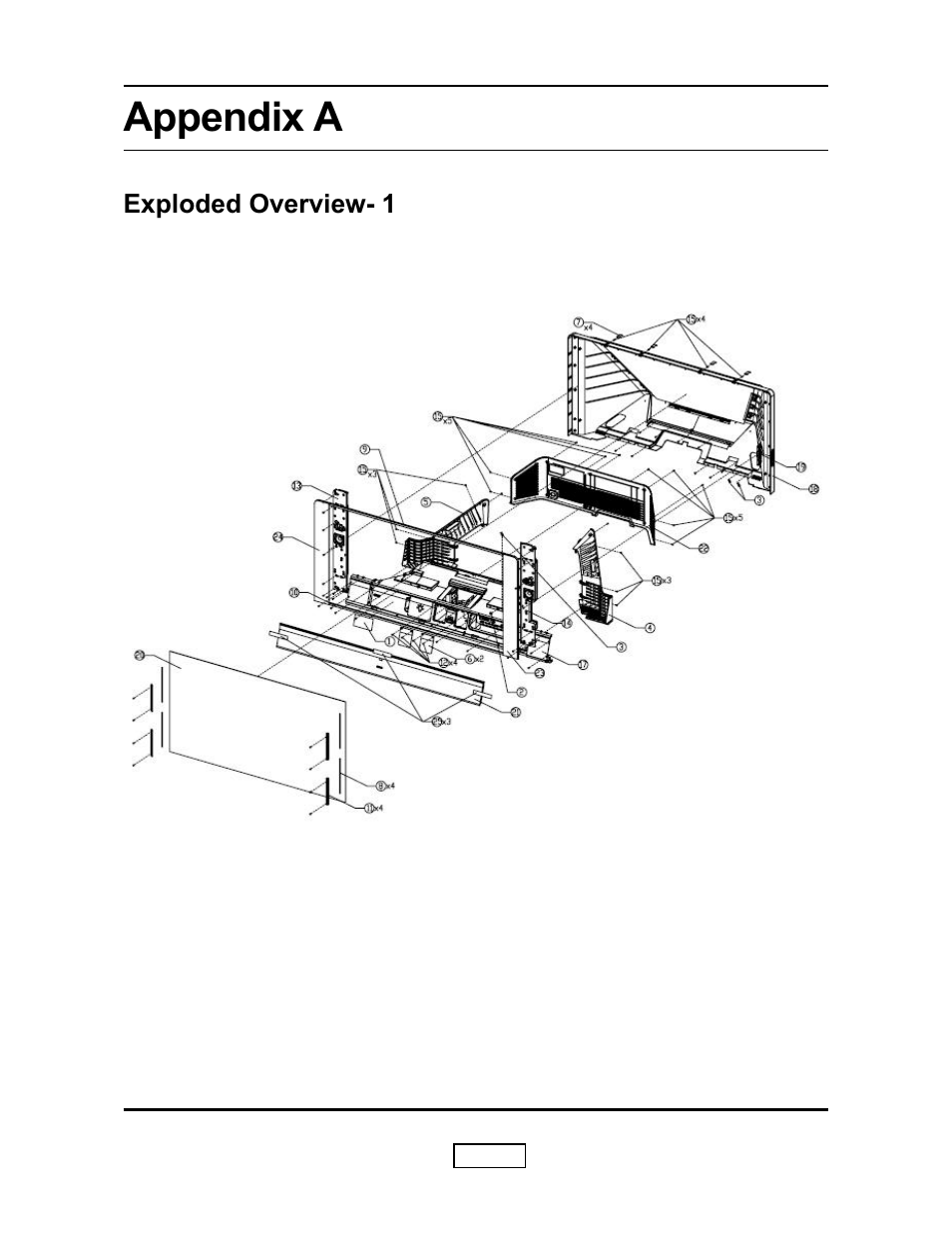 Appendix a, Exploded overviews and parts lists | HP L1735A User Manual | Page 58 / 78