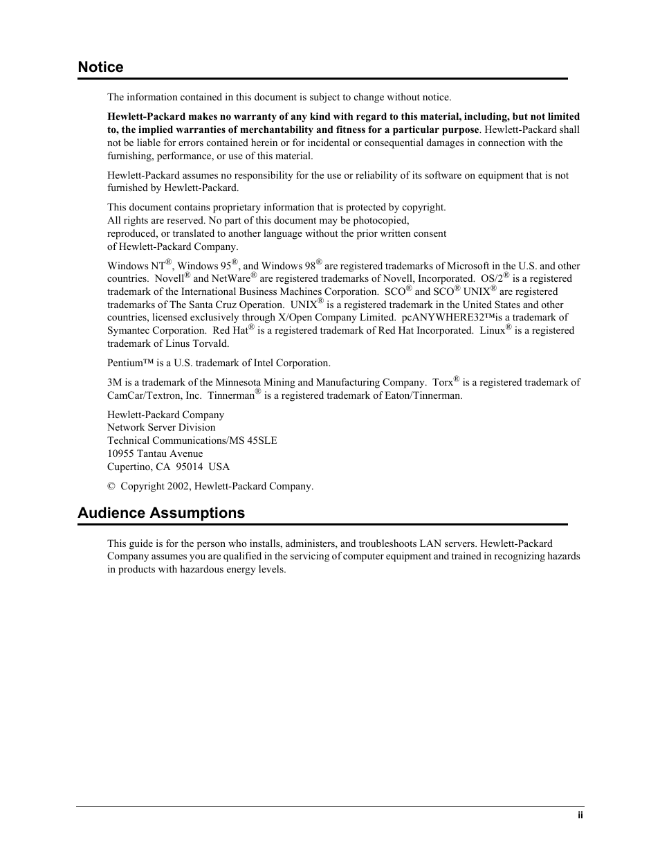 Notice, Audience assumptions, English | HP TC4100 User Manual | Page 2 / 130