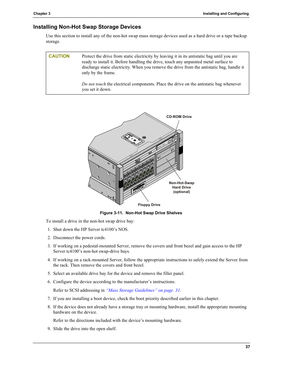 Installing non-hot swap storage devices | HP TC4100 User Manual | Page 39 / 130