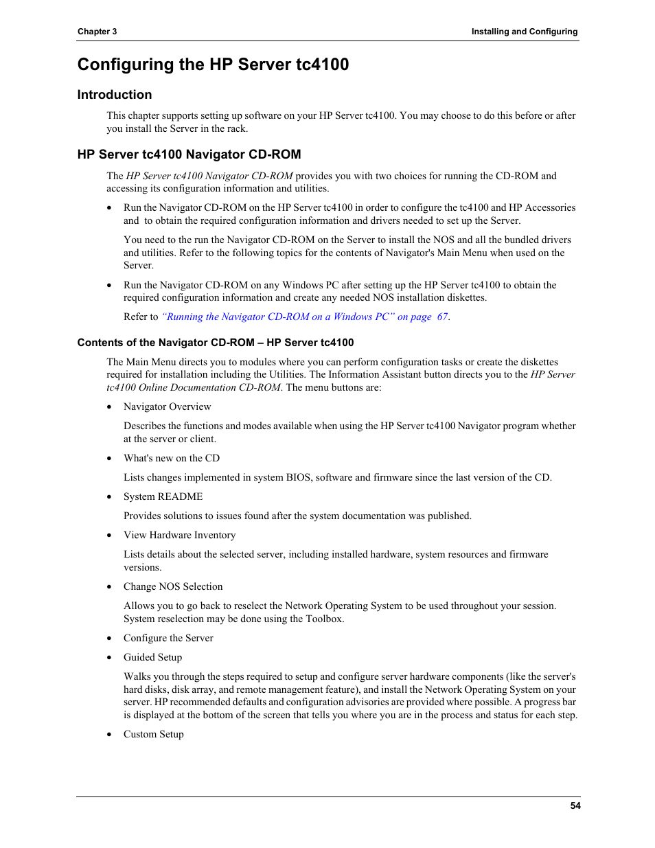 Configuring the hp server tc4100, Introduction, Hp server tc4100 navigator cdrom | Introduction hp server tc4100 navigator cd-rom | HP TC4100 User Manual | Page 56 / 130