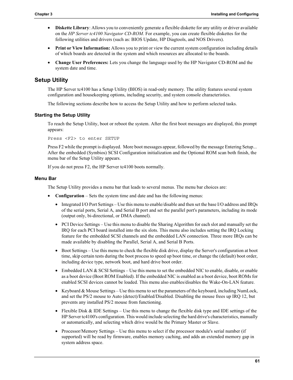 Setup utility | HP TC4100 User Manual | Page 63 / 130