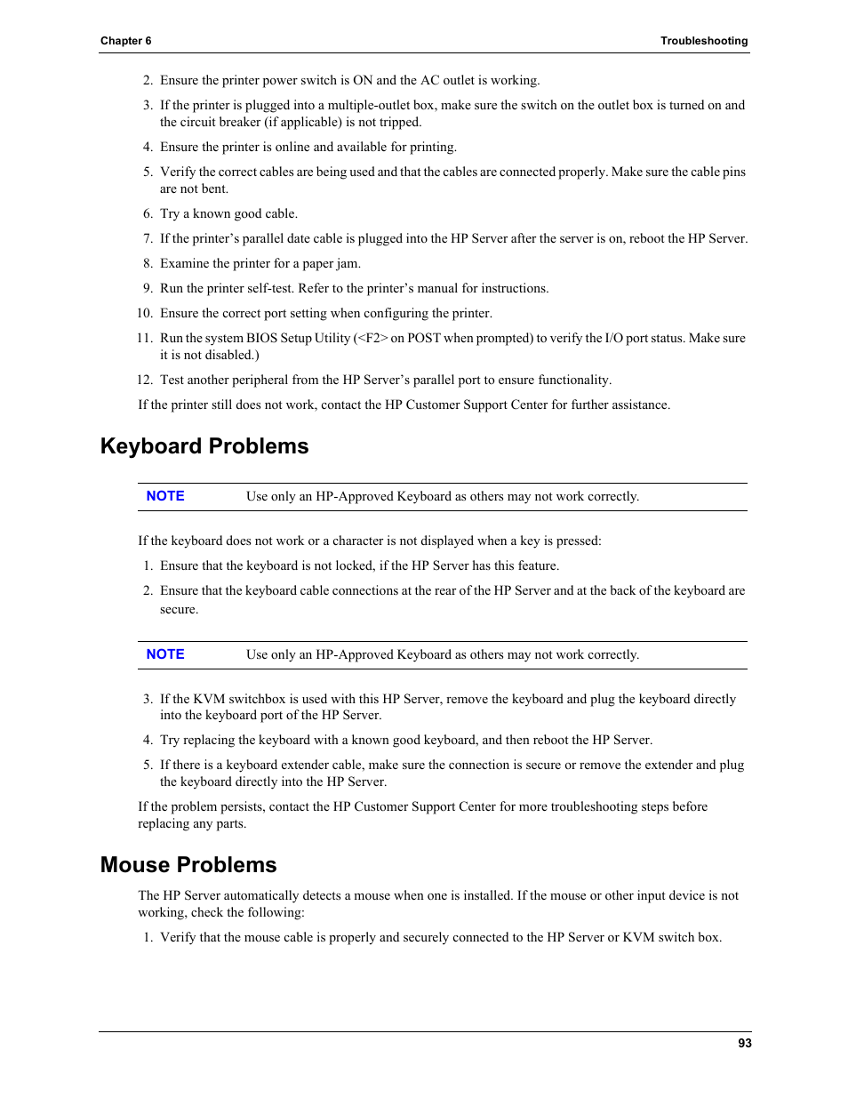 Keyboard problems, Mouse problems, Keyboard problems mouse problems | HP TC4100 User Manual | Page 95 / 130