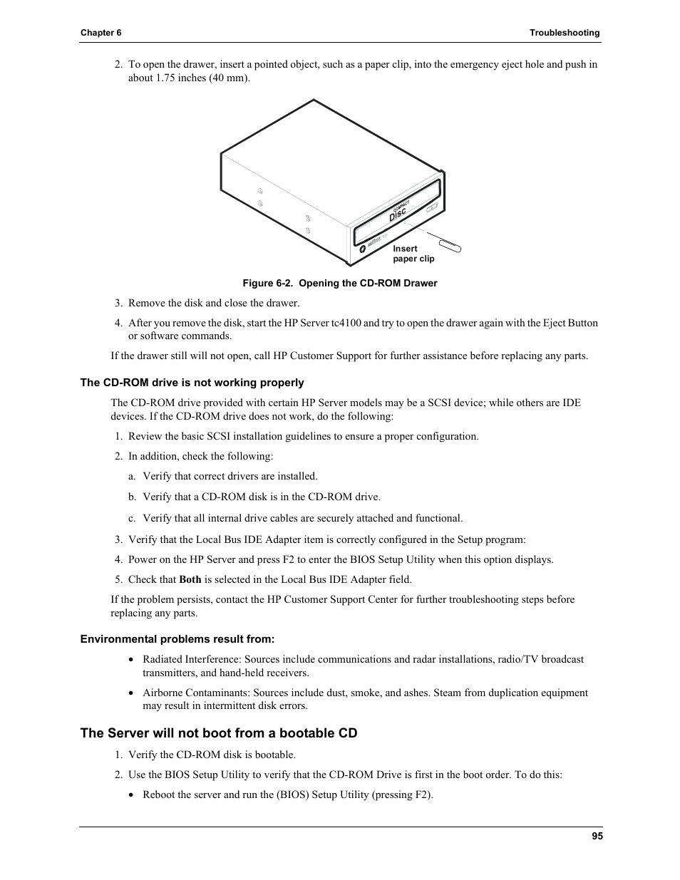 The server will not boot from a bootable cd | HP TC4100 User Manual | Page 97 / 130