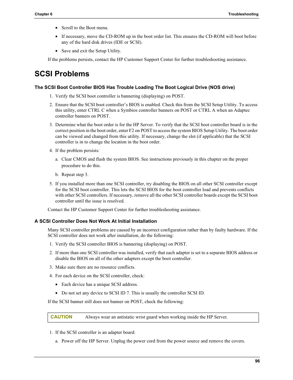 Scsi problems | HP TC4100 User Manual | Page 98 / 130