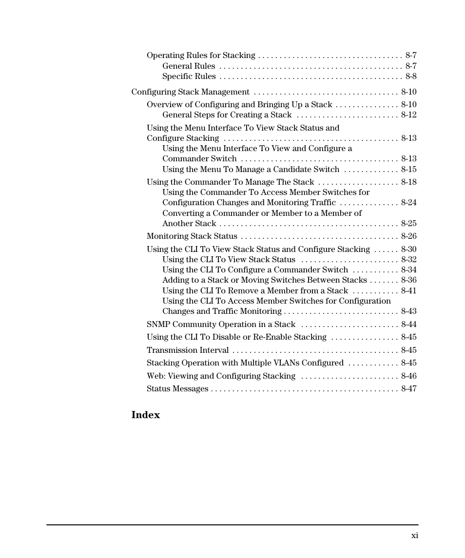 Index | HP 2610-PWR User Manual | Page 13 / 364