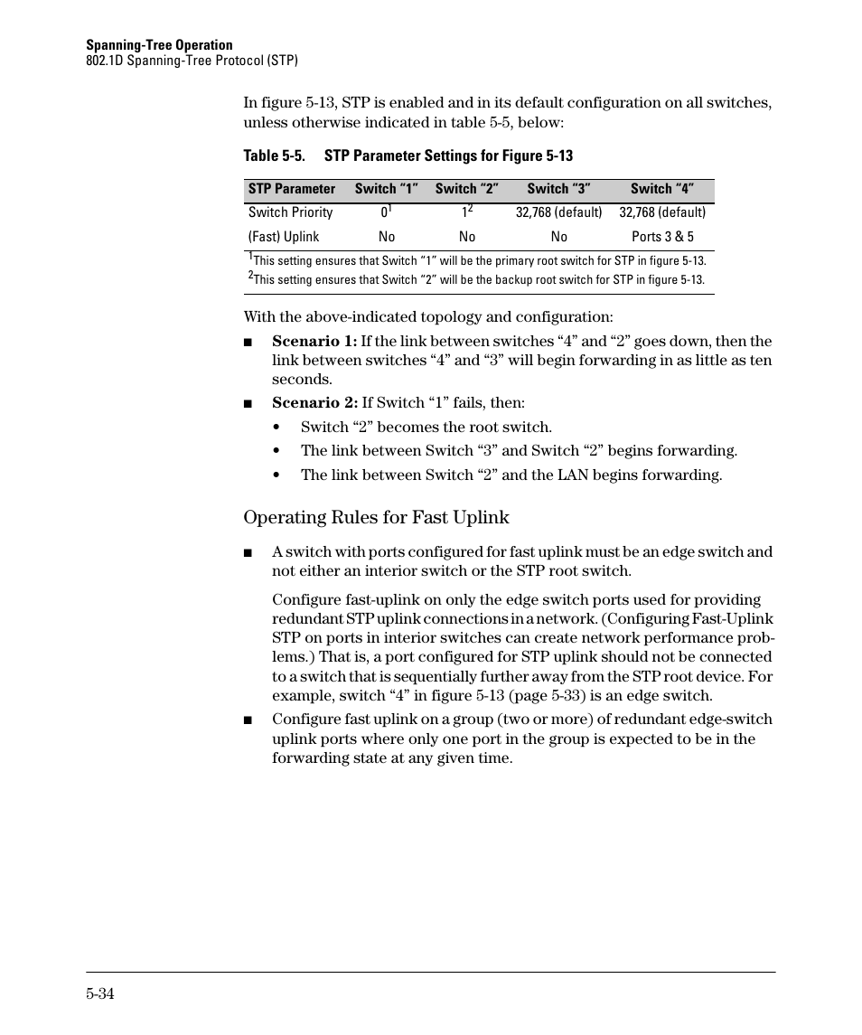 Operating rules for fast uplink, Operating rules for fast uplink -34 | HP 2610-PWR User Manual | Page 142 / 364