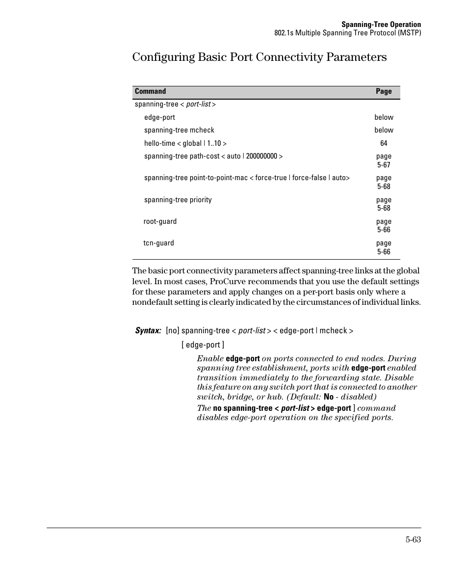 Configuring basic port connectivity parameters | HP 2610-PWR User Manual | Page 171 / 364