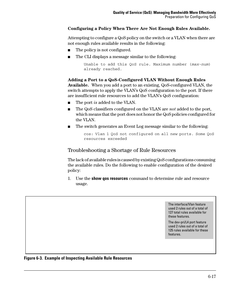 Troubleshooting a shortage of rule resources, Troubleshooting a shortage of rule resources -17 | HP 2610-PWR User Manual | Page 207 / 364