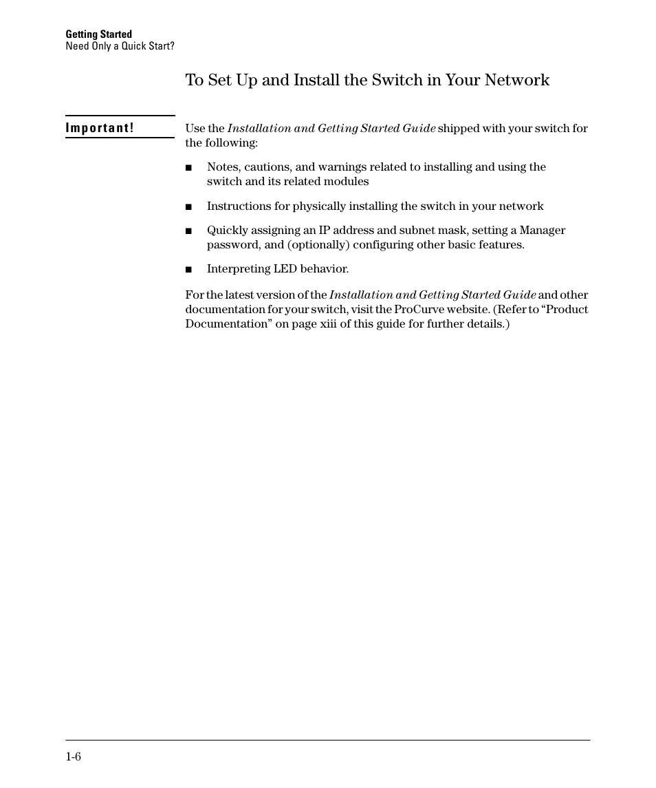 To set up and install the switch in your network | HP 2610-PWR User Manual | Page 26 / 364