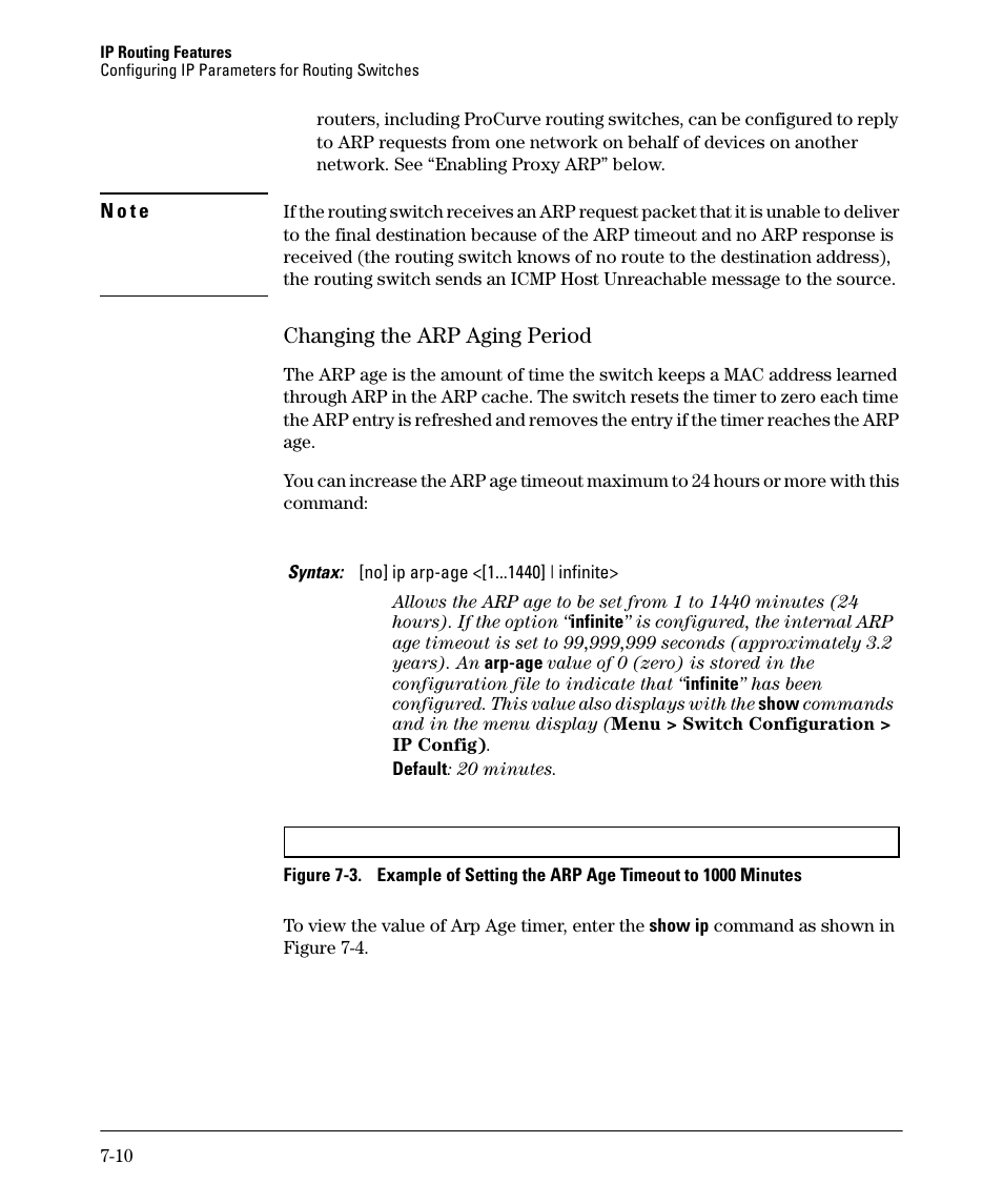 Changing the arp aging period, Changing the arp aging period -10 | HP 2610-PWR User Manual | Page 268 / 364