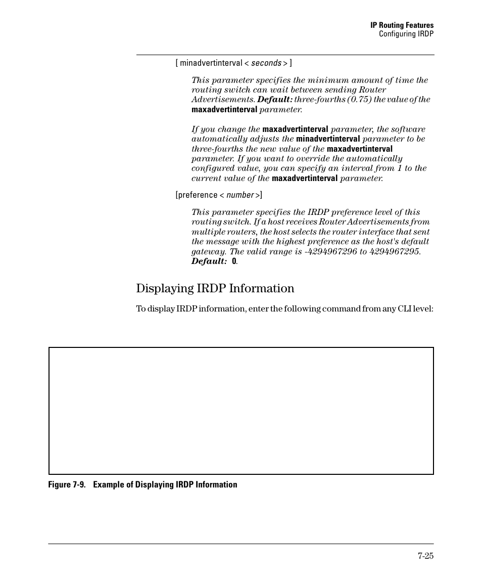 Displaying irdp information, Displaying irdp information -25 | HP 2610-PWR User Manual | Page 283 / 364