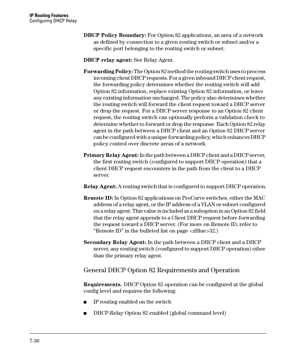 General dhcp option 82 requirements and operation | HP 2610-PWR User Manual | Page 288 / 364