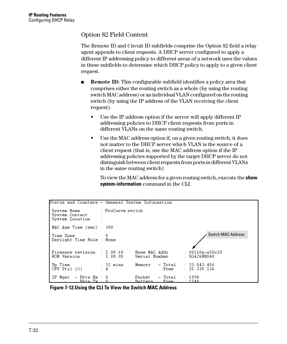 Option 82 field content, Option 82 field content -32 | HP 2610-PWR User Manual | Page 290 / 364