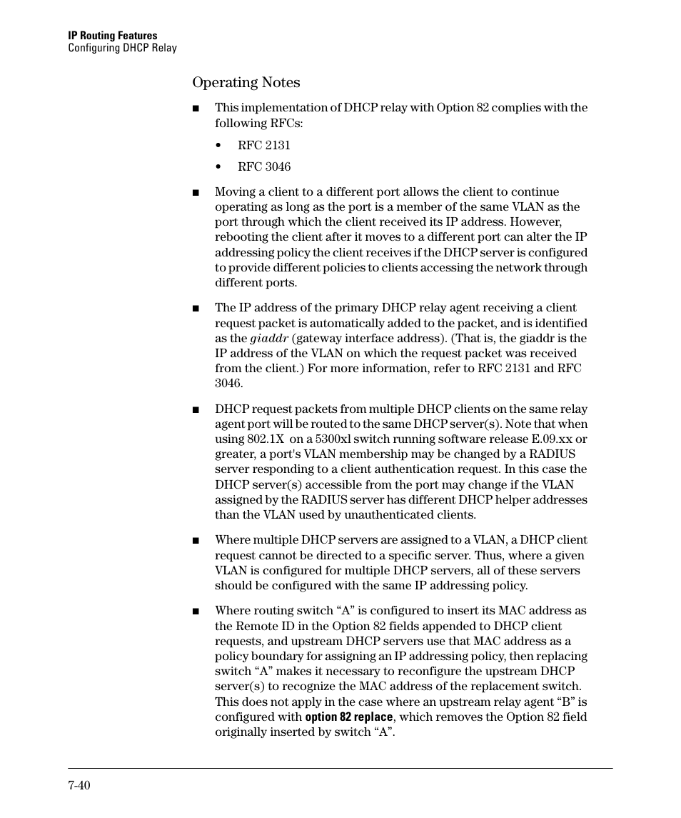 Operating notes, Operating notes -40 | HP 2610-PWR User Manual | Page 298 / 364