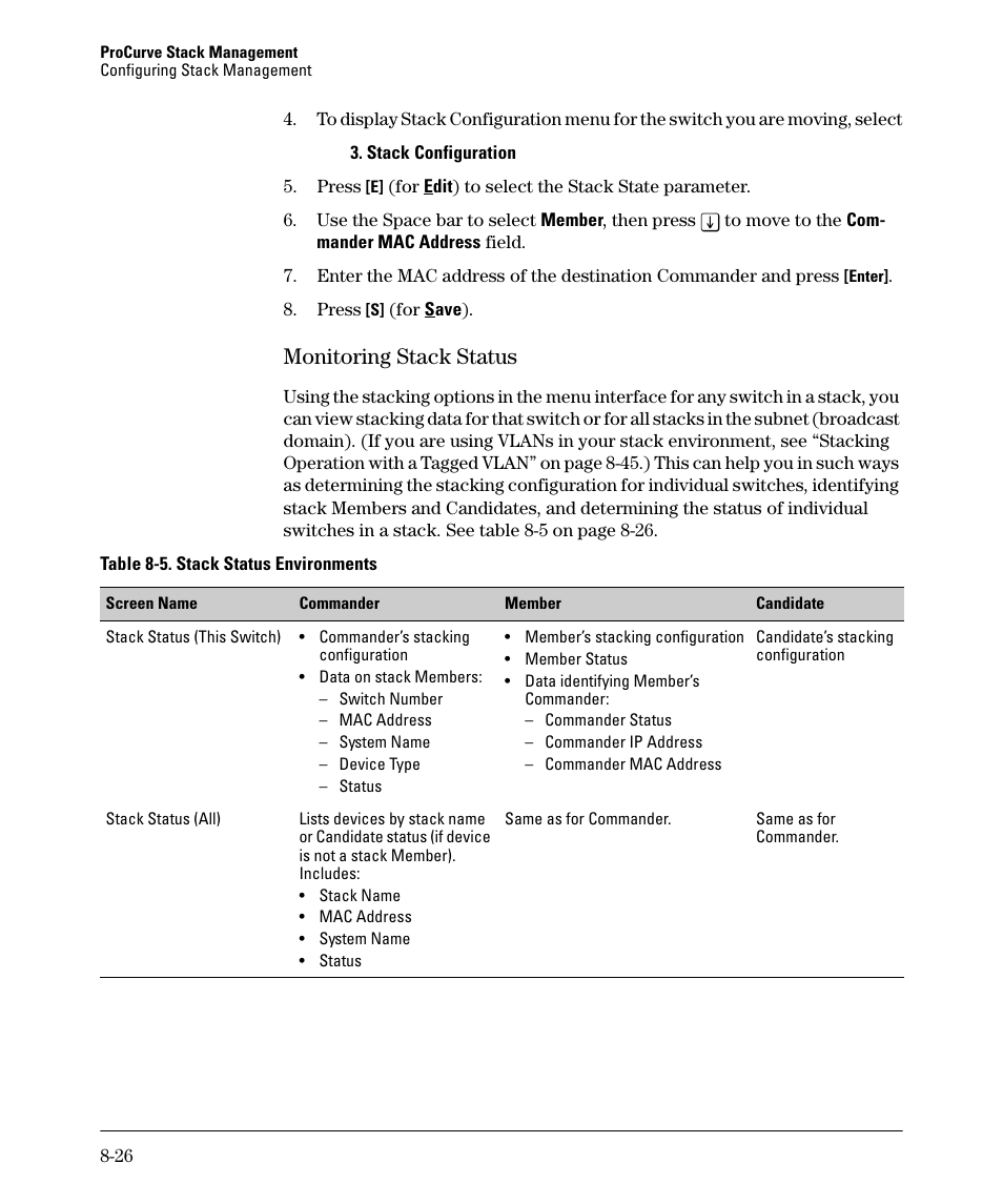 Monitoring stack status, Monitoring stack status -26, Monitoring stack status -27 | HP 2610-PWR User Manual | Page 332 / 364