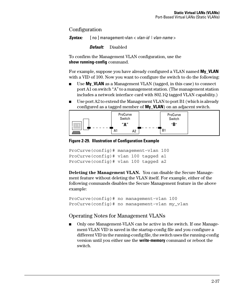 Configuration, Operating notes for management vlans | HP 2610-PWR User Manual | Page 63 / 364