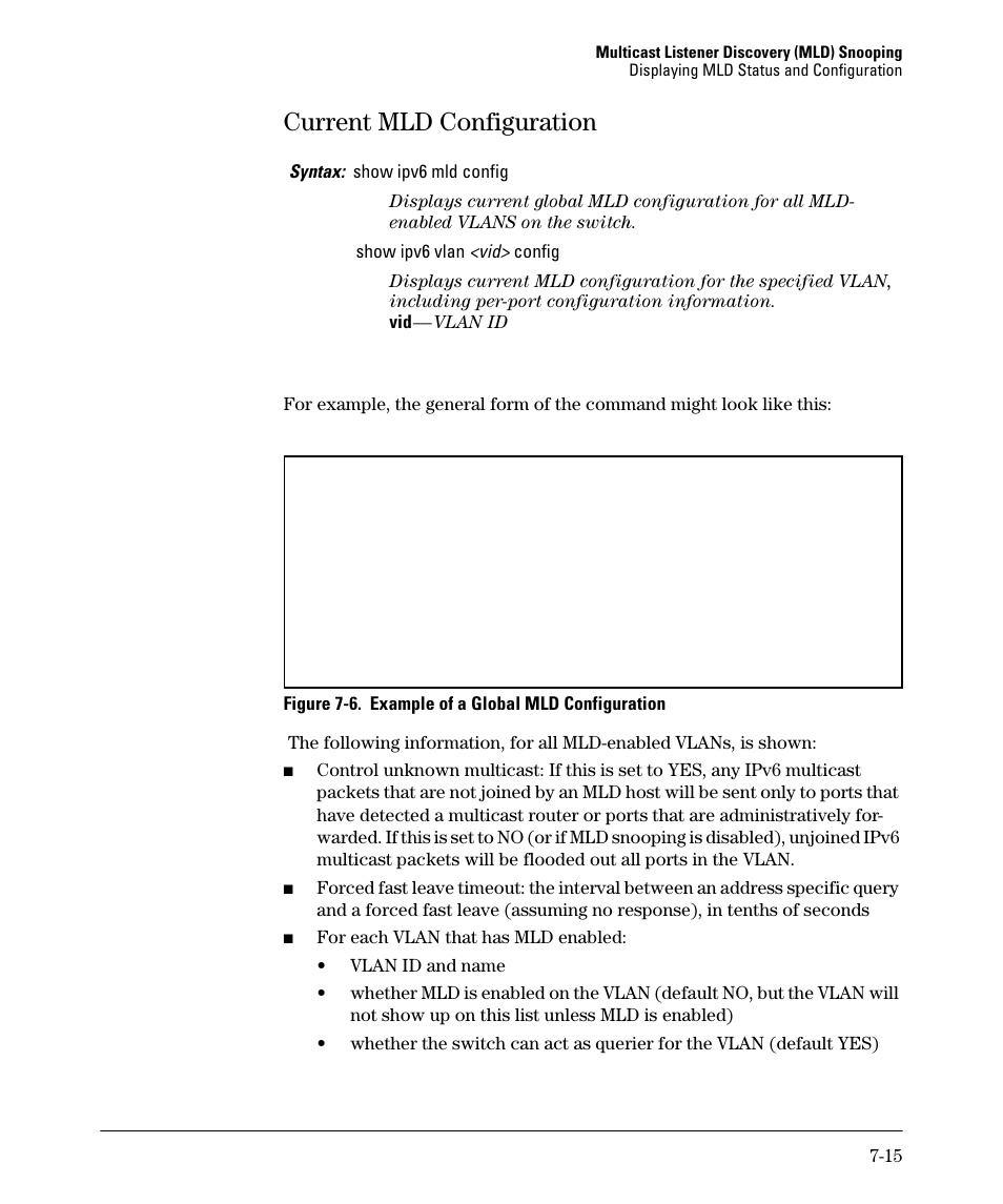 Current mld configuration, Current mld configuration -15 | HP 6200YL User Manual | Page 169 / 314