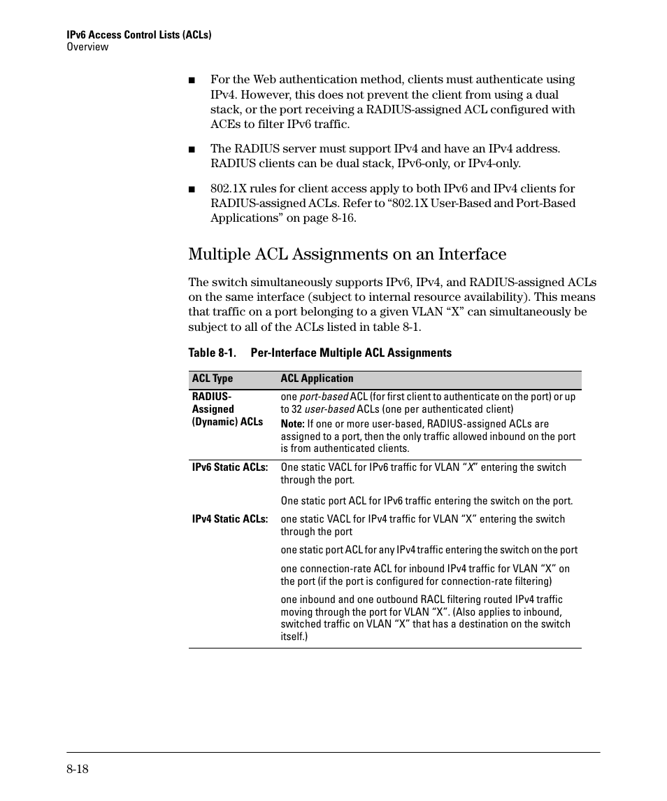 Multiple acl assignments on an interface, Multiple acl assignments on an interface -18 | HP 6200YL User Manual | Page 194 / 314