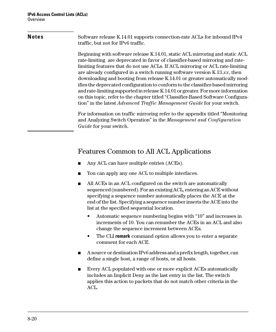 Features common to all acl applications, Features common to all acl applications -20 | HP 6200YL User Manual | Page 196 / 314