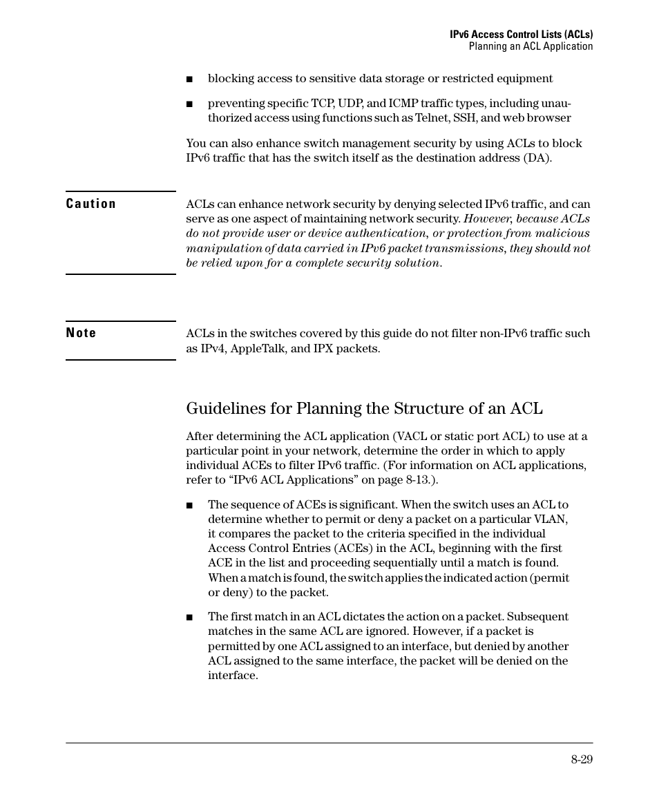 Guidelines for planning the structure of an acl | HP 6200YL User Manual | Page 205 / 314