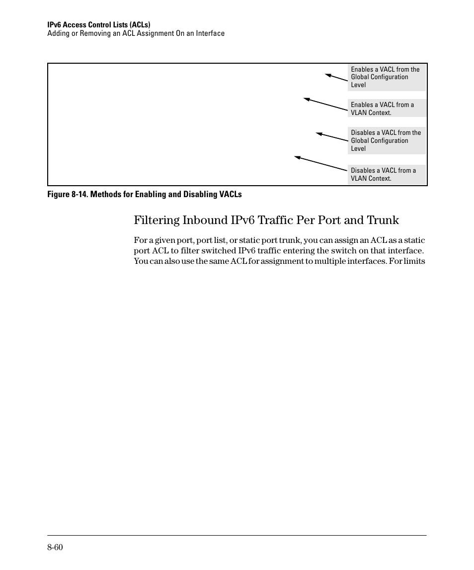 Filtering inbound ipv6 traffic per port and trunk | HP 6200YL User Manual | Page 236 / 314