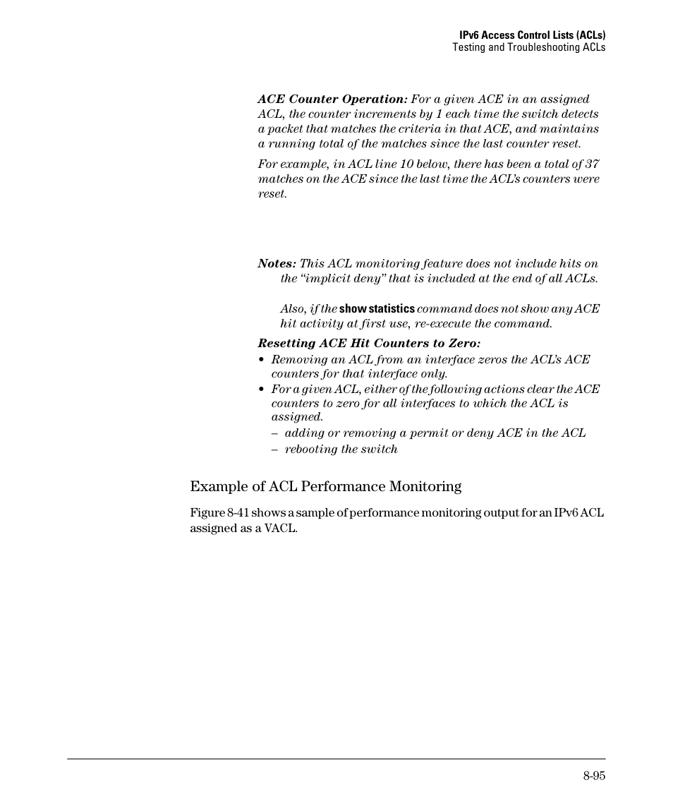 Example of acl performance monitoring, Example of acl performance monitoring -95 | HP 6200YL User Manual | Page 271 / 314