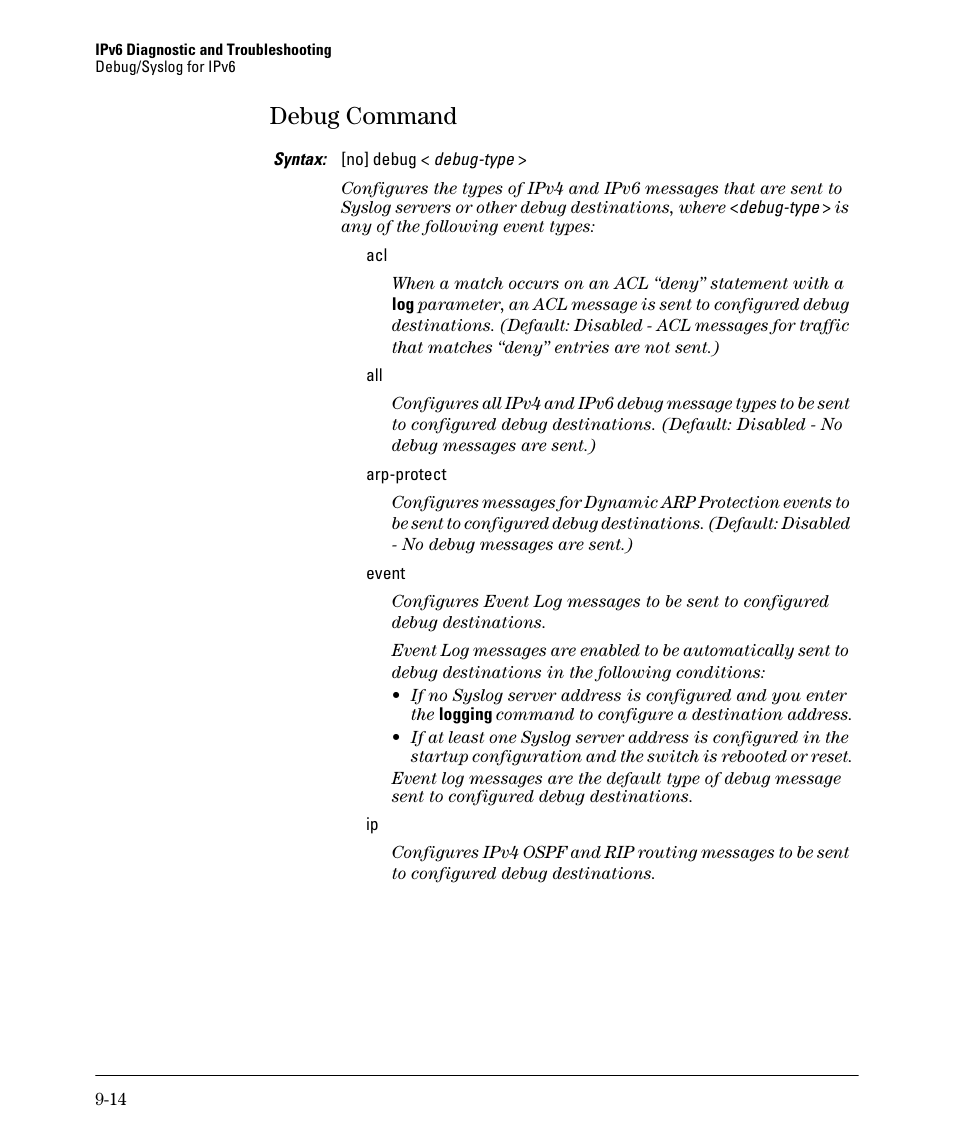 Debug command, Debug command -14 | HP 6200YL User Manual | Page 294 / 314