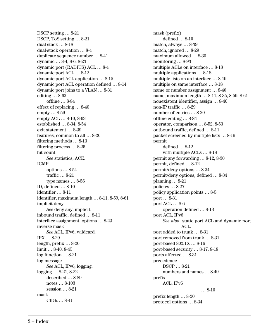 Mask, ipv4 | HP 6200YL User Manual | Page 302 / 314