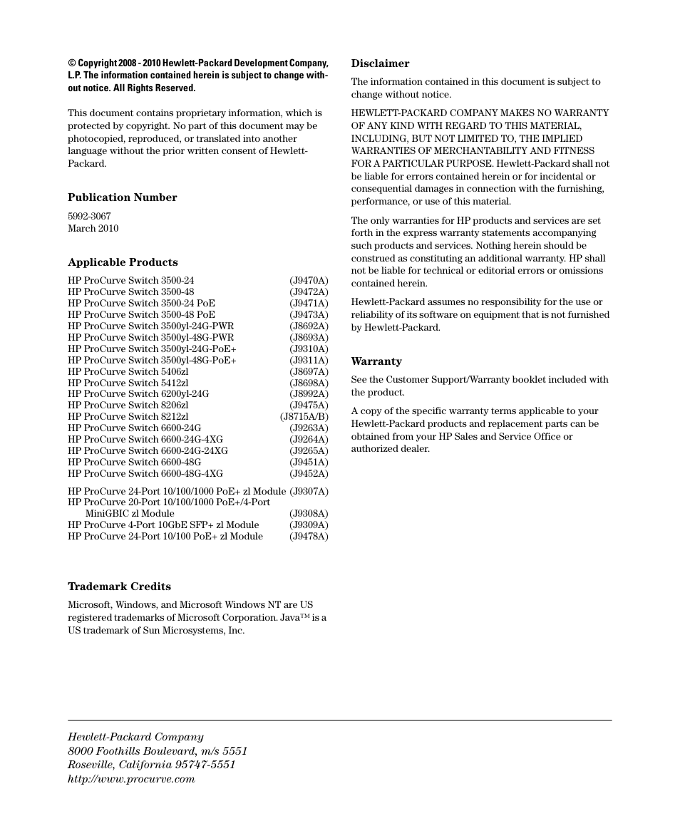 Copyright, notices, & publication data | HP 6200YL User Manual | Page 4 / 314