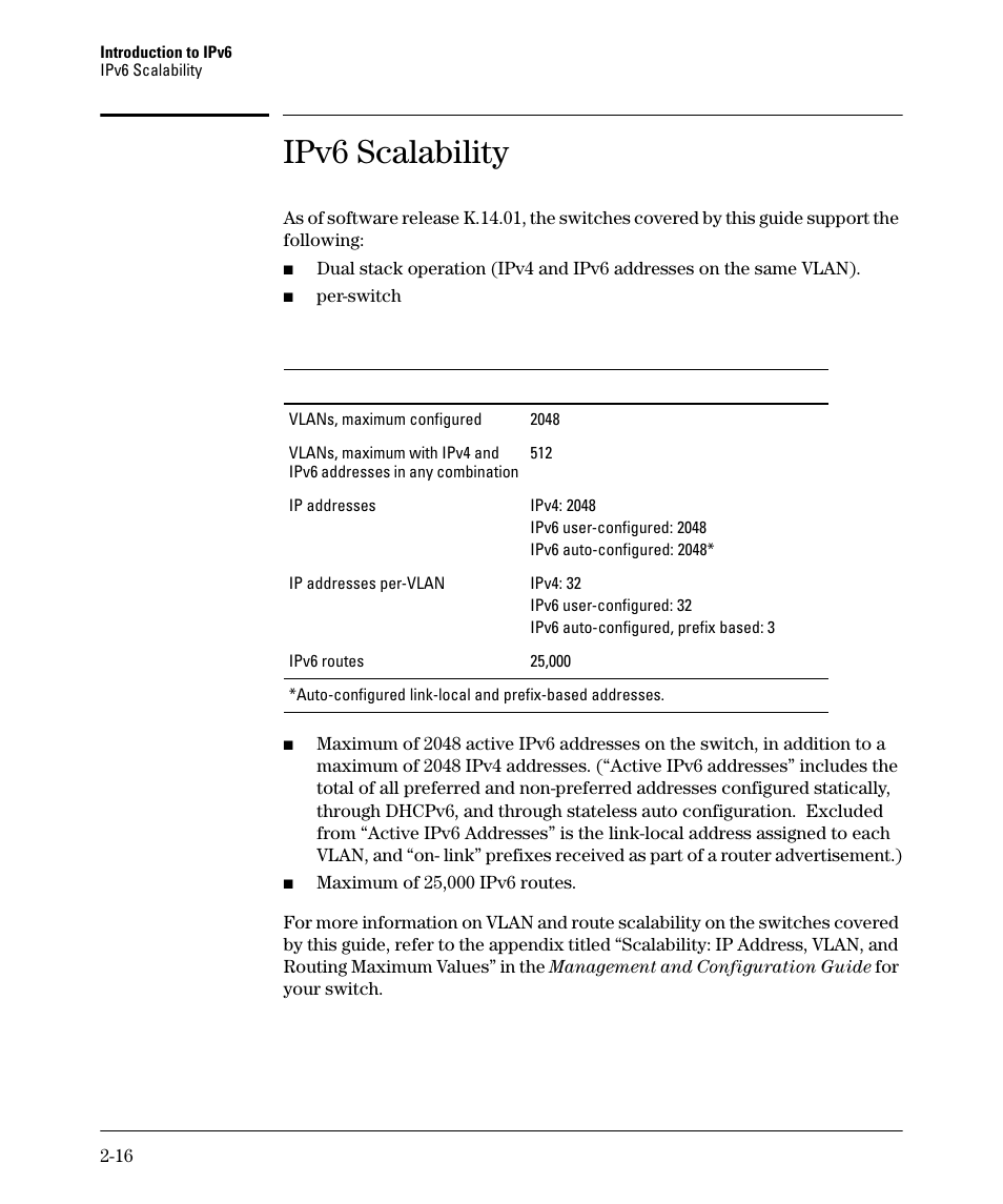 Ipv6 scalability | HP 6200YL User Manual | Page 44 / 314