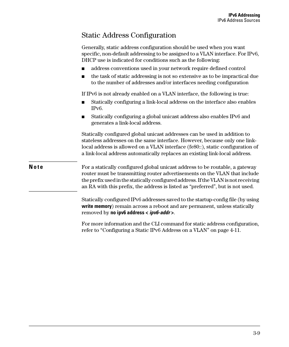 Static address configuration, Static address configuration -9 | HP 6200YL User Manual | Page 53 / 314