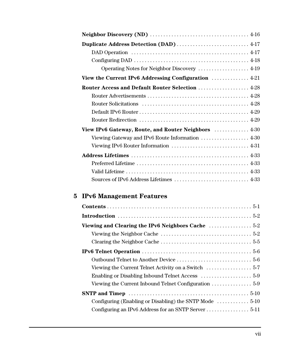 5 ipv6 management features | HP 6200YL User Manual | Page 9 / 314