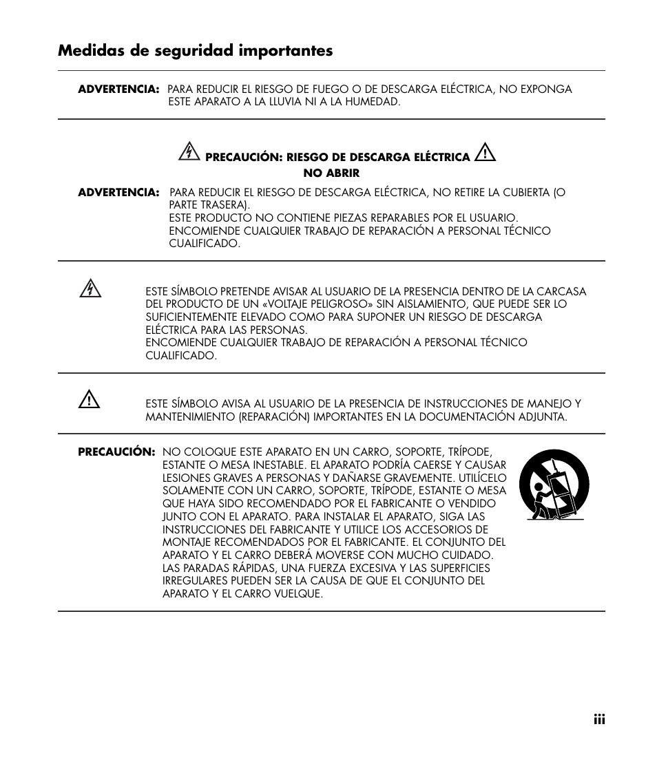 Medidas de seguridad importantes | HP PL4260N User Manual | Page 127 / 186