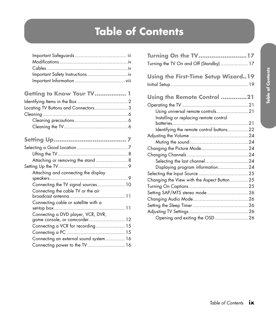 HP PL4260N User Manual | Page 9 / 186