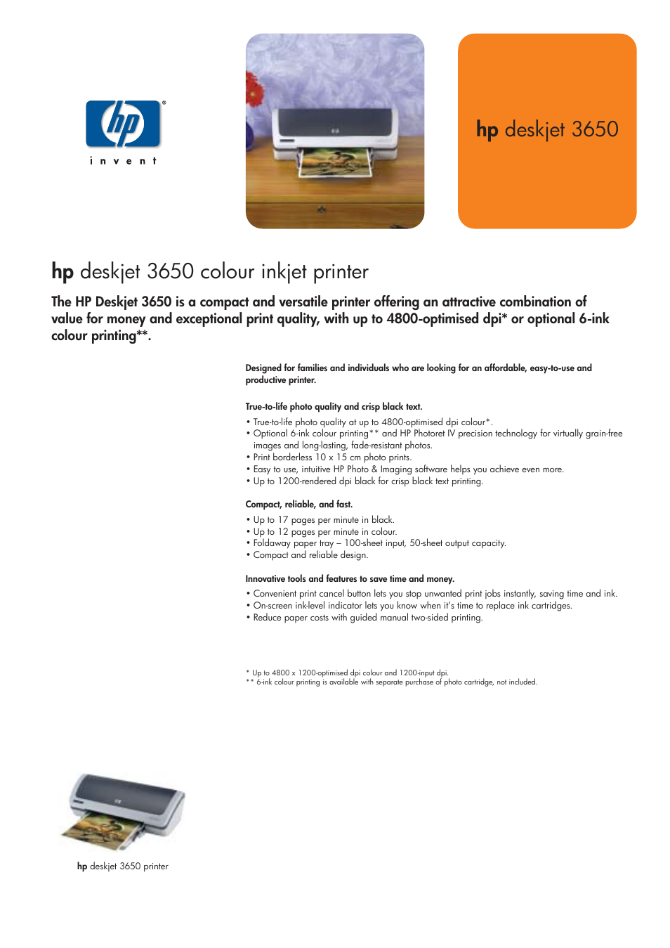 HP 3650 User Manual | 2 pages