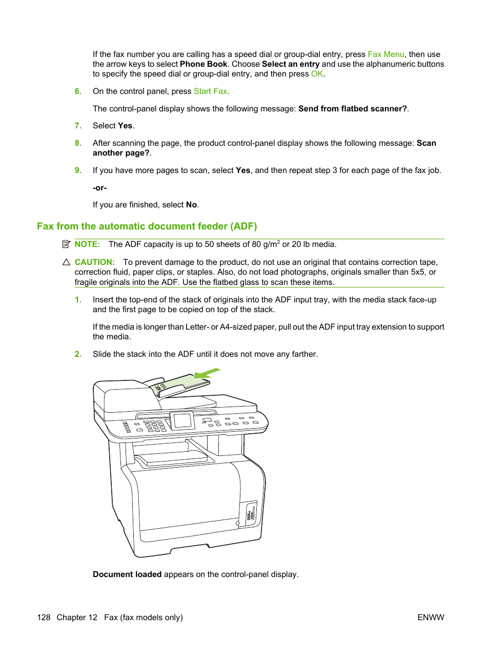 Fax from the automatic document feeder (adf) | HP CM1312 MFP Series User Manual | Page 140 / 276