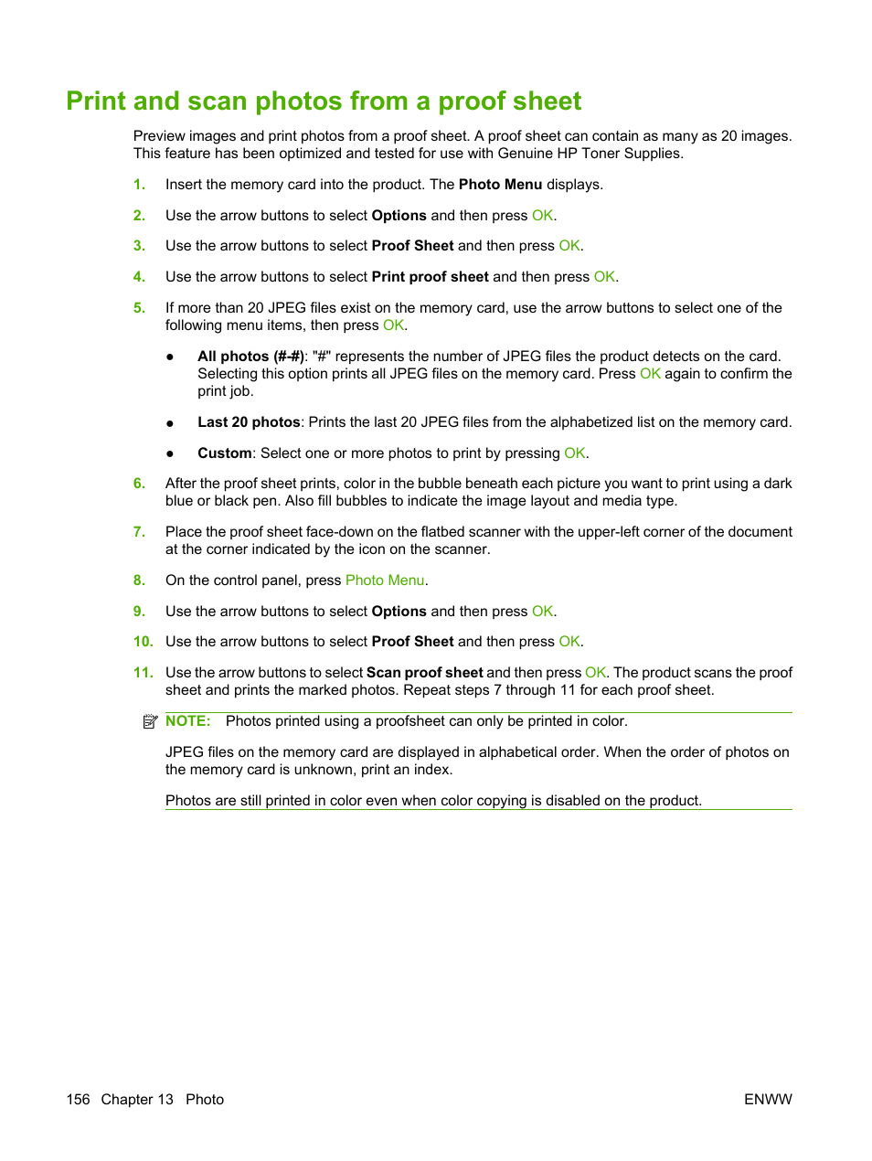 Print and scan photos from a proof sheet | HP CM1312 MFP Series User Manual | Page 168 / 276