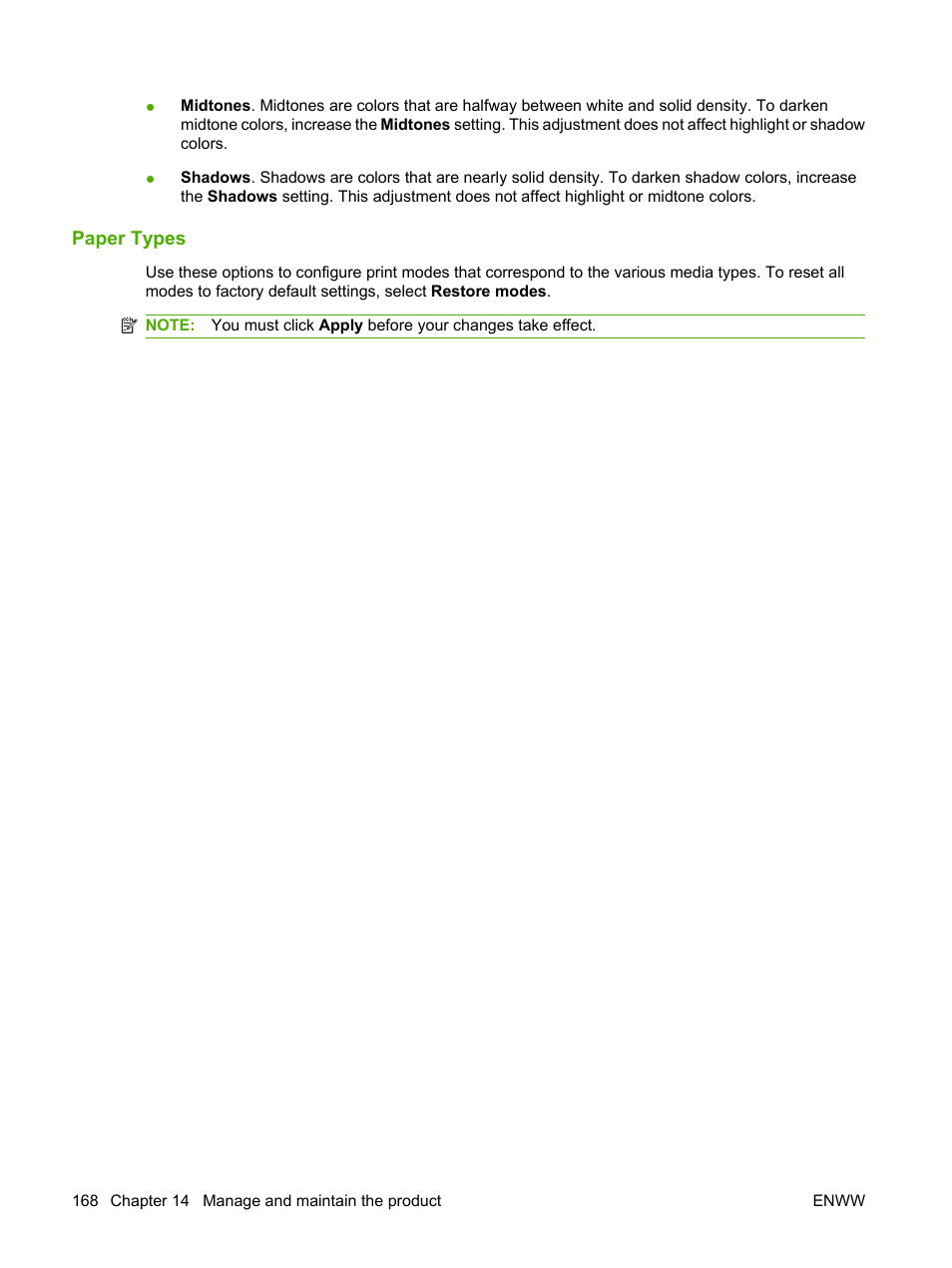 Paper types | HP CM1312 MFP Series User Manual | Page 180 / 276