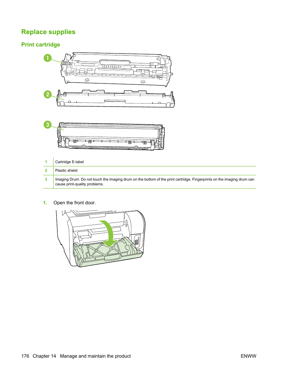 Replace supplies, Print cartridge | HP CM1312 MFP Series User Manual | Page 188 / 276