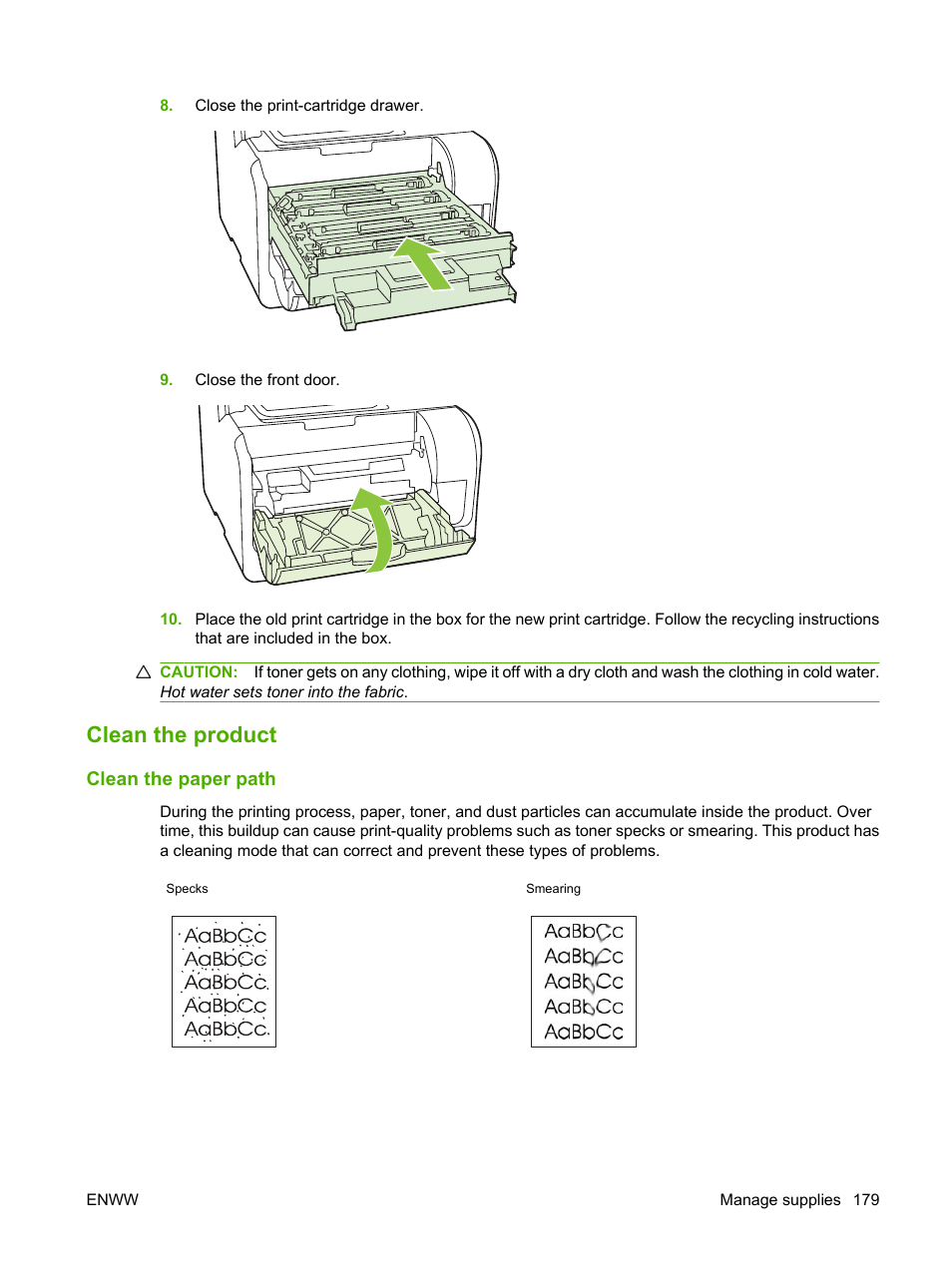 Clean the product, Clean the paper path | HP CM1312 MFP Series User Manual | Page 191 / 276